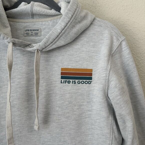 Life is Good Sweater Womens Size XS Hoodie Pullover Graphic Gray - Picture 3 of 7